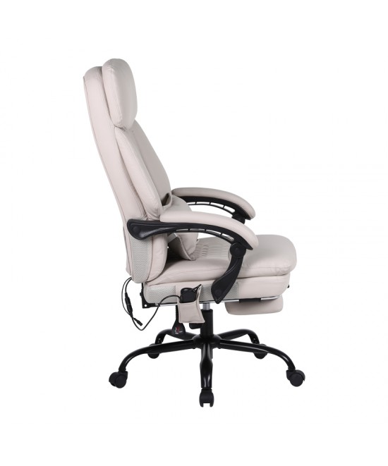 Καρέκλα γραφείου διευθυντή Sedici pakoworld με μηχανισμό massage- pu μπεζ-εκρού 72x63x115-123εκ