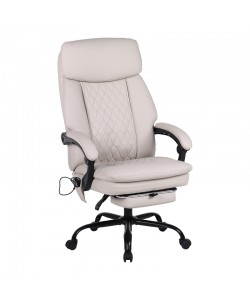 Καρέκλα γραφείου διευθυντή Sedici pakoworld με μηχανισμό massage- pu μπεζ-εκρού 72x63x115-123εκ