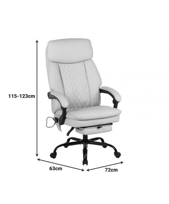 Καρέκλα γραφείου διευθυντή Sedici pakoworld με μηχανισμό massage- pu μπεζ-εκρού 72x63x115-123εκ