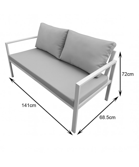 Σαλόνι Gardenly pakoworld σετ 4τμχ αλουμίνιο σε λευκή απόχρωση με μπεζ μαξιλάρια