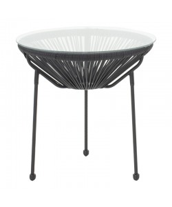 Τραπέζι Acapulco pakoworld μεταλλο-pe rattan σε μαύρη απόχρωση Φ50x52εκ