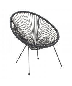 Πολυθρόνα Acapulco pakoworld μεταλλο-pe rattan σε μαύρη απόχρωση 68.5x74.5x84εκ
