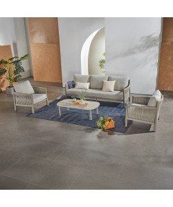 Σαλόνι εξωτερικού χώρου Feralda pakoworld ανθρακί αλουμίνιο-rope με ύφασμα σε ανθρακί απόχρωση