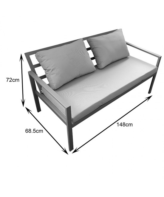 Σαλόνι Gardenly pakoworld σετ 4τμχ αλουμίνιο σε αθρακί απόχρωση με γκρι μαξιλάρια