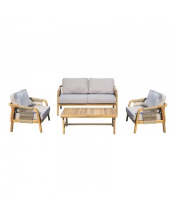 Σαλόνι εξωτερικού χώρου Malibu II pakoworld ξύλο ακακίας με σχοινί σε φυσική απόχρωση και μπεζ μαξιλάρια Σαλόνι εξωτερικού χώρου Malibu II pakoworld ξύλο ακακίας με σχοινί σε φυσική απόχρωση και μπεζ μαξιλάρια