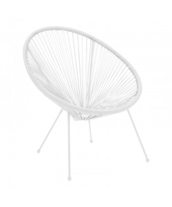 Πολυθρόνα Acapulco pakoworld μεταλλο-pe rattan σε λευκή απόχρωση 68.5x74.5x84εκ