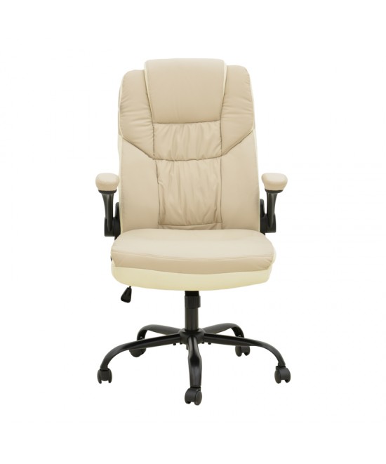 Καρέκλα γραφείου διευθυντή Stellar pakoworld pu σε μπεζ-εκρού απόχρωση 70x77x110-119εκ