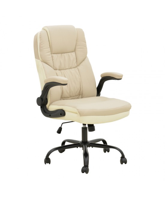 Καρέκλα γραφείου διευθυντή Stellar pakoworld pu σε μπεζ-εκρού απόχρωση 70x77x110-119εκ