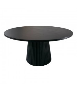 Τραπέζι σαλονιού Canicule I pakoworld μασίφ ξύλο ακακίας σε μαύρη απόχρωση Φ80x40εκ