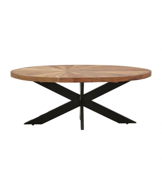 Τραπέζι σαλονιού Fardy pakoworld μασίφ ξύλο ακακίας σε φυσική απόχρωση με μαύρα μεταλλικά πόδια 120x60x45εκ