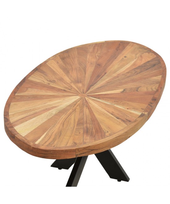 Τραπέζι σαλονιού Fardy pakoworld μασίφ ξύλο ακακίας σε φυσική απόχρωση με μαύρα μεταλλικά πόδια 120x60x45εκ