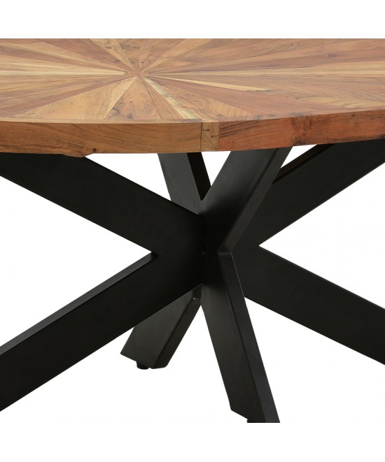 Τραπέζι σαλονιού Fardy pakoworld μασίφ ξύλο ακακίας σε φυσική απόχρωση με μαύρα μεταλλικά πόδια 120x60x45εκ