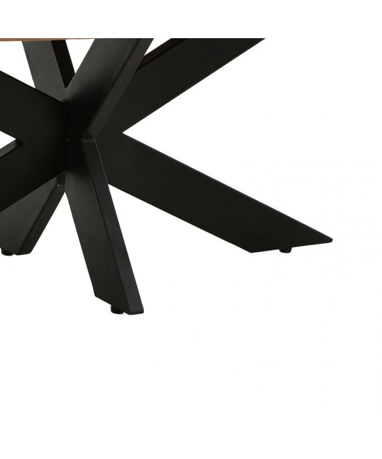 Τραπέζι σαλονιού Fardy pakoworld μασίφ ξύλο ακακίας σε φυσική απόχρωση με μαύρα μεταλλικά πόδια 120x60x45εκ