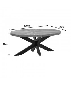 Τραπέζι σαλονιού Fardy pakoworld μασίφ ξύλο ακακίας σε φυσική απόχρωση με μαύρα μεταλλικά πόδια 120x60x45εκ