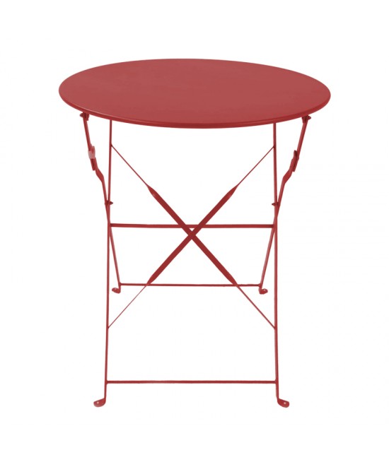 Τραπεζαρία Bistro pakoworld σετ 3τεμ μεταλλική αναδιπλούμενη σε terracotta απόχρωση Φ60x71εκ