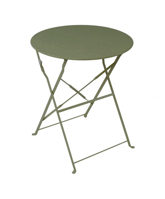 Τραπεζαρία Bistro pakoworld σετ 3τεμ μεταλλική αναδιπλούμενη σε λαδί απόχρωση Φ60x71εκ