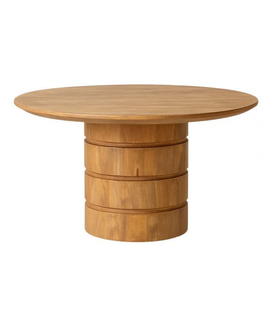 Τραπέζι Charmy pakoworld μασίφ ξύλο mango σε φυσική απόχρωση Φ130x76εκ