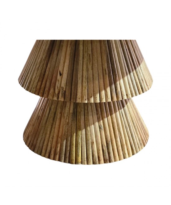 Τραπέζι σαλονιού Havai pakoworld μασίφ ξύλο mango σε φυσική απόχρωση κ λευκή επιφάνεια μαρμάρου Φ80x45εκ