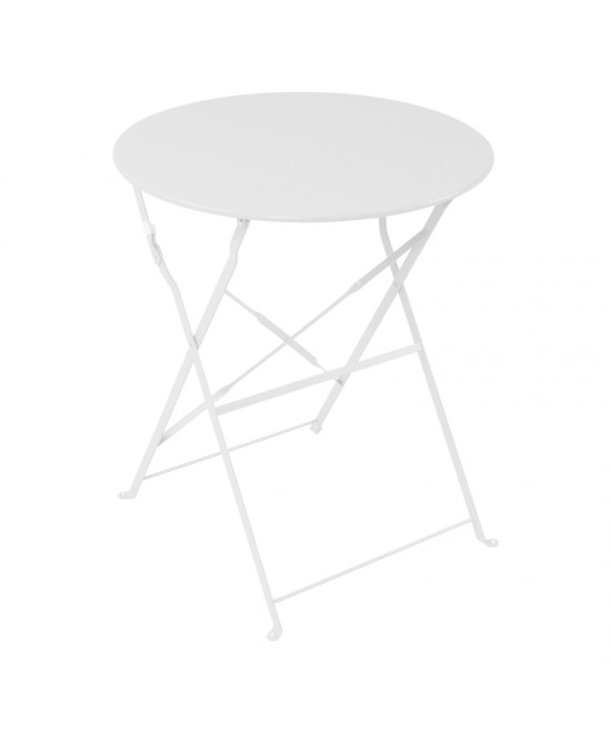 Τραπεζαρία Bistro pakoworld σετ 3τεμ μεταλλική αναδιπλούμενη σε λευκή απόχρωση Φ60x71εκ