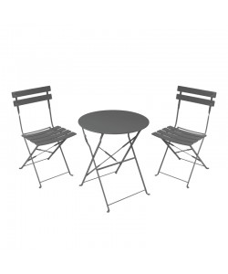 Τραπεζαρία Bistro pakoworld σετ 3τεμ μεταλλική αναδιπλούμενη σε ανθρακί απόχρωση Φ60x71εκ