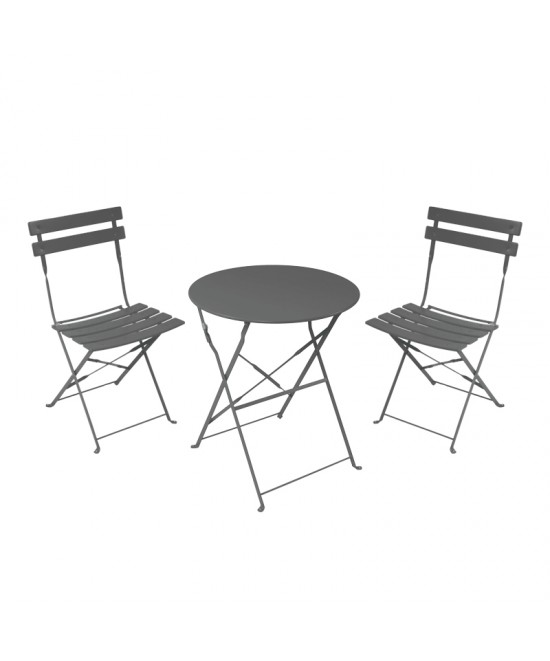Τραπεζαρία Bistro pakoworld σετ 3τεμ μεταλλική αναδιπλούμενη σε ανθρακί απόχρωση Φ60x71εκ