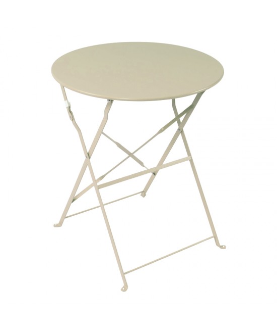 Τραπεζαρία Bistro pakoworld σετ 3τεμ μεταλλική αναδιπλούμενη σε μπεζ απόχρωση Φ60x71εκ