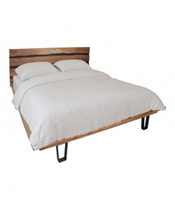 Κρεβάτι Imena pakoworld διπλό μασίφ ξύλο σε φυσική απόχρωση 160x200εκ