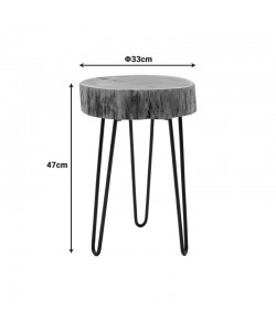 Βοηθητικό τραπέζι Tripp pakoworld μασίφ ξύλο ακακίας σε φυσική απόχρωση με μαυρα μεταλλικά πόδια 32x30x47εκ