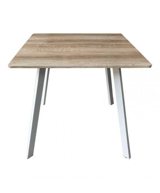 Τραπέζι Squaro pakoworld sonoma mdf με λευκά μεταλλικά πόδια 80x80x75εκ