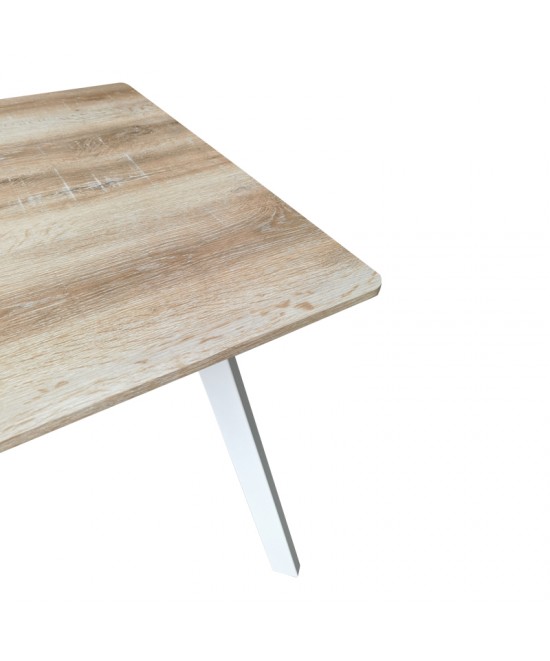 Τραπέζι Squaro pakoworld sonoma mdf με λευκά μεταλλικά πόδια 80x80x75εκ