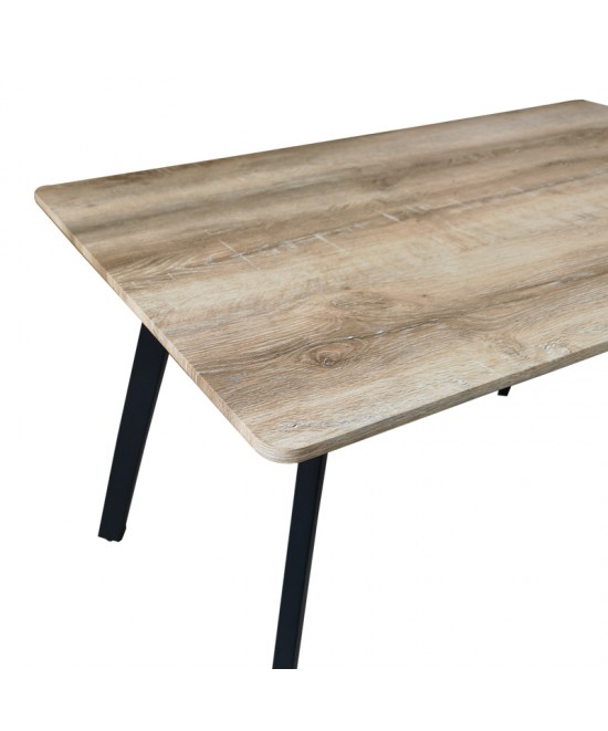 Τραπέζι Squaro pakoworld sonoma mdf με μαύρα μεταλλικά πόδια 120x70x75εκ