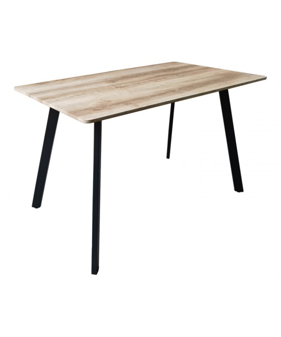 Τραπέζι Squaro pakoworld sonoma mdf με μαύρα μεταλλικά πόδια 120x70x75εκ