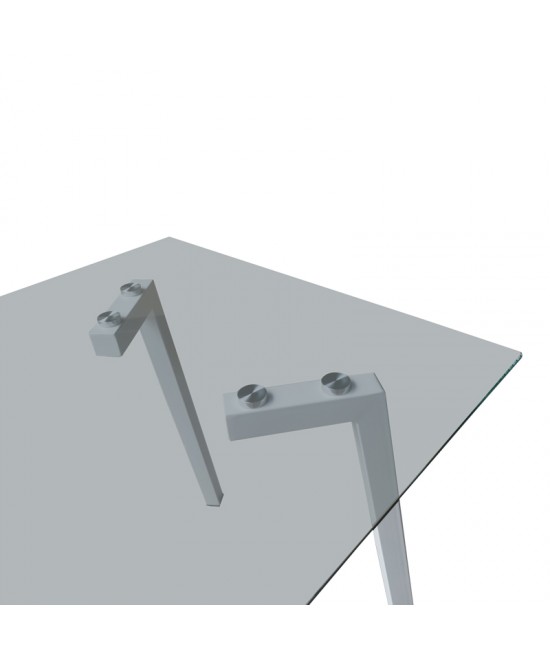 Τραπέζι Titta pakoworld γυάλινη επιφάνεια με λευκά μεταλλικά πόδια 120x70x75εκ