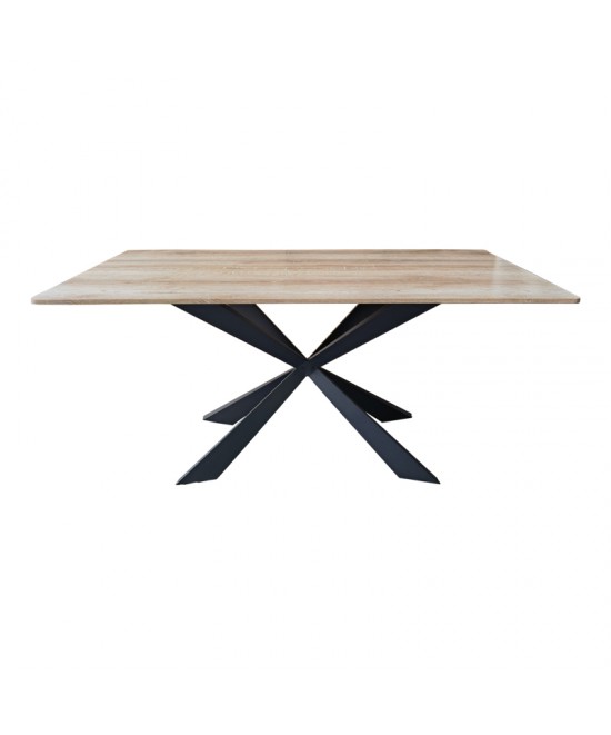 Τραπέζι Aragne pakoworld sonoma mdf με μαύρα μεταλλικά πόδια 160x90x75εκ