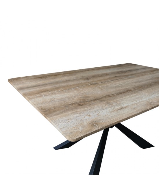 Τραπέζι Aragne pakoworld sonoma mdf με μαύρα μεταλλικά πόδια 160x90x75εκ