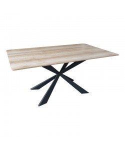 Τραπέζι Aragne pakoworld sonoma mdf με μαύρα μεταλλικά πόδια 160x90x75εκ