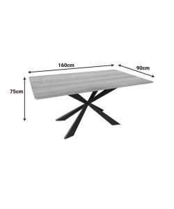 Τραπέζι Aragne pakoworld sonoma mdf με μαύρα μεταλλικά πόδια 160x90x75εκ