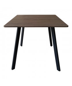 Τραπέζι Squaro pakoworld καρυδί mdf με μαύρα μεταλλικά πόδια 80x80x75εκ