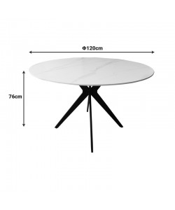 Τραπέζι Orbital pakoworld sintered stone λευκή όψη μαρμάρου με μαύρα μεταλλικά πόδια Φ120x76εκ Τραπέζι Orbital pakoworld sintered stone λευκή όψη μαρμάρου με μαύρα μεταλλικά πόδια Φ120x76εκ
