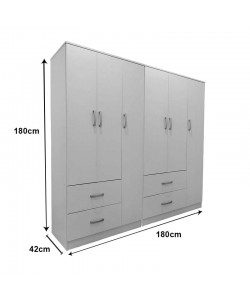 Ντουλάπα εξάφυλλη Lego pakoworld λευκή 180x42x180εκ Ντουλάπα εξάφυλλη Lego pakoworld λευκή 180x42x180εκ