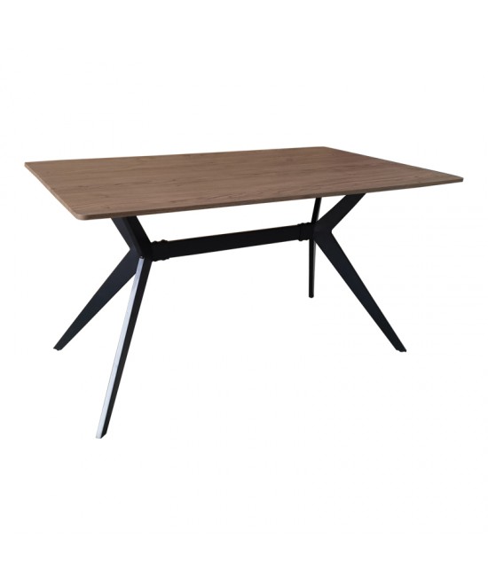 Τραπέζι Ezali pakoworld mdf καρυδί με μαύρα μεταλλικά πόδια 140x80x75εκ