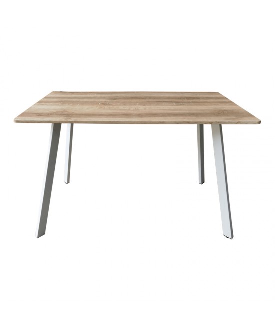 Τραπέζι Squaro pakoworld sonoma mdf με λευκά μεταλλικά πόδια 120x70x75εκ