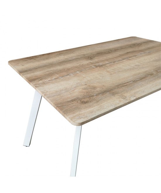 Τραπέζι Squaro pakoworld sonoma mdf με λευκά μεταλλικά πόδια 120x70x75εκ