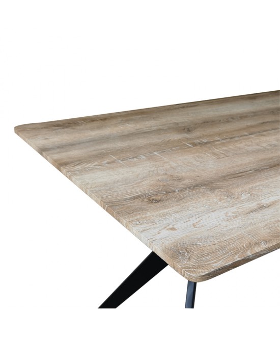 Τραπέζι Ezali pakoworld sonoma mdf με μαύρα μεταλλικά πόδια 160x90x75εκ