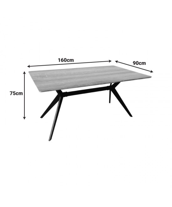 Τραπέζι Ezali pakoworld sonoma mdf με μαύρα μεταλλικά πόδια 160x90x75εκ