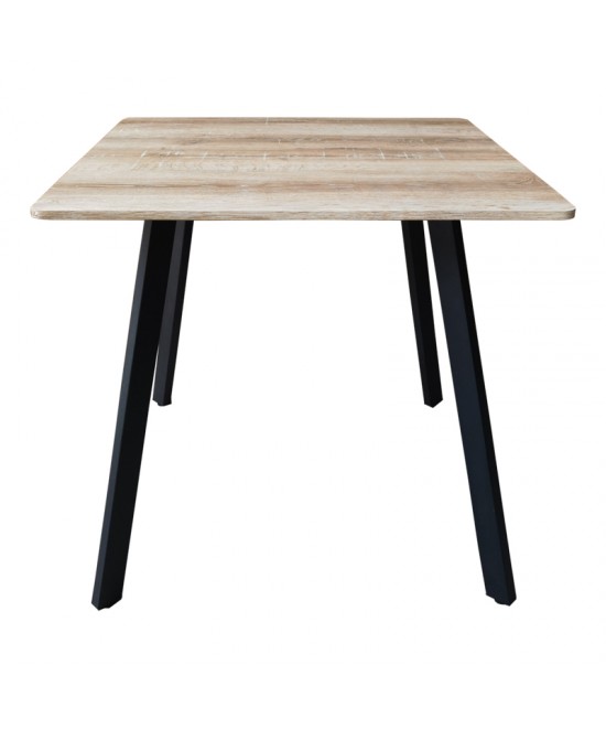 Τραπέζι Squaro pakoworld sonoma mdf με μαύρα μεταλλικά πόδια 80x80x75εκ