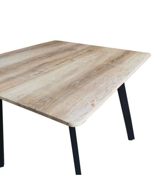 Τραπέζι Squaro pakoworld sonoma mdf με μαύρα μεταλλικά πόδια 80x80x75εκ