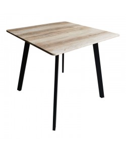 Τραπέζι Squaro pakoworld sonoma mdf με μαύρα μεταλλικά πόδια 80x80x75εκ