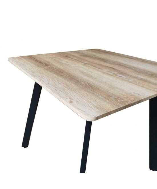Τραπέζι Squaro pakoworld sonoma mdf με μαύρα μεταλλικά πόδια 80x80x75εκ