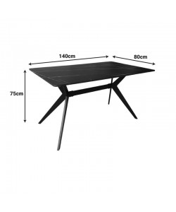 Τραπέζι Ezali pakoworld mdf λευκή όψη μαρμάρου με μαύρα μεταλλικά πόδια 140x80x75εκ